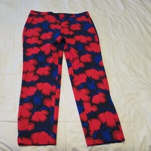 Banana Republic Red and Blue Floral Pants